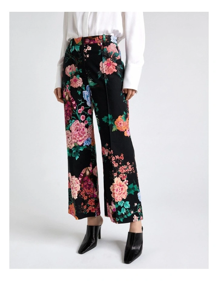 Peacock Garden Faille Wide Leg Pant in Black image 3