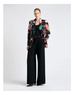 Peacock Garden Faille Blazer in Black