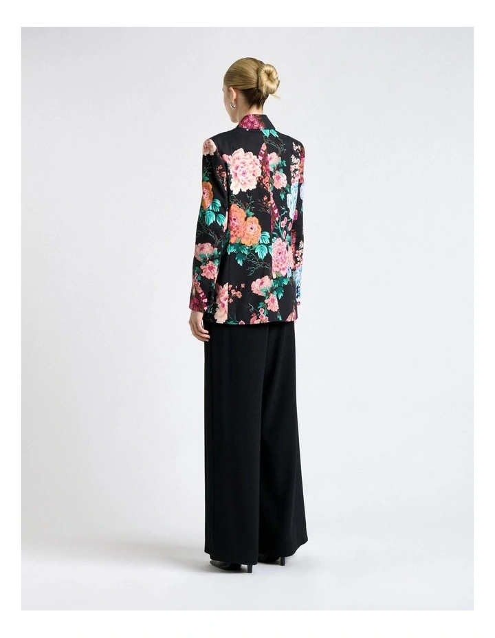 Peacock Garden Faille Blazer in Black image 2