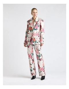 Peacock Garden Faille Blazer in Cream