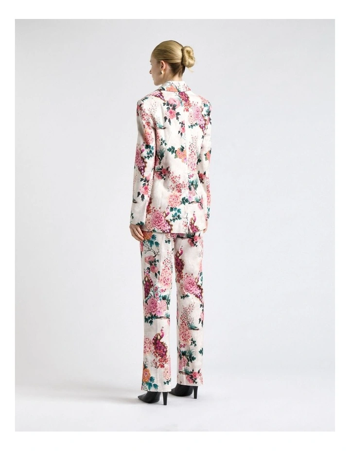 Peacock Garden Faille Blazer in Cream image 2