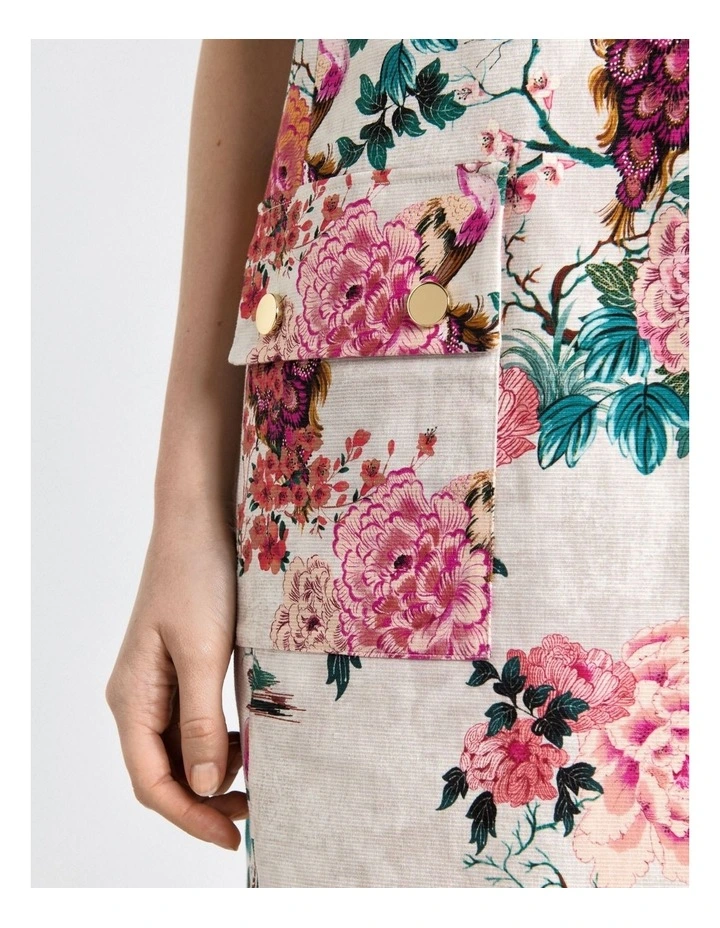 Peacock Garden Faille Mini Dress in Cream image 4