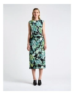 Ophelia Stretch Viscose Midi Dress in Green