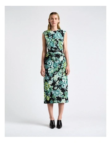 Ophelia Stretch Viscose Midi Dress in Green