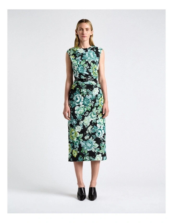 Ophelia Stretch Viscose Midi Dress in Green image 1