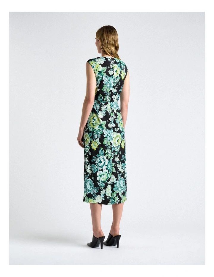 Ophelia Stretch Viscose Midi Dress in Green image 2
