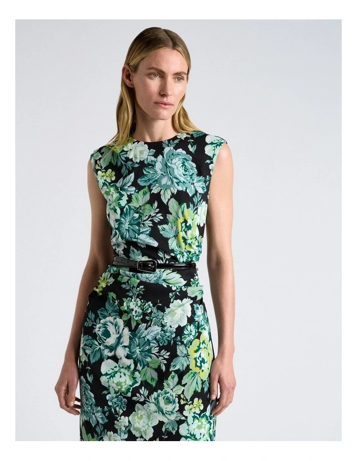 Ophelia Stretch Viscose Midi Dress in Green image 3