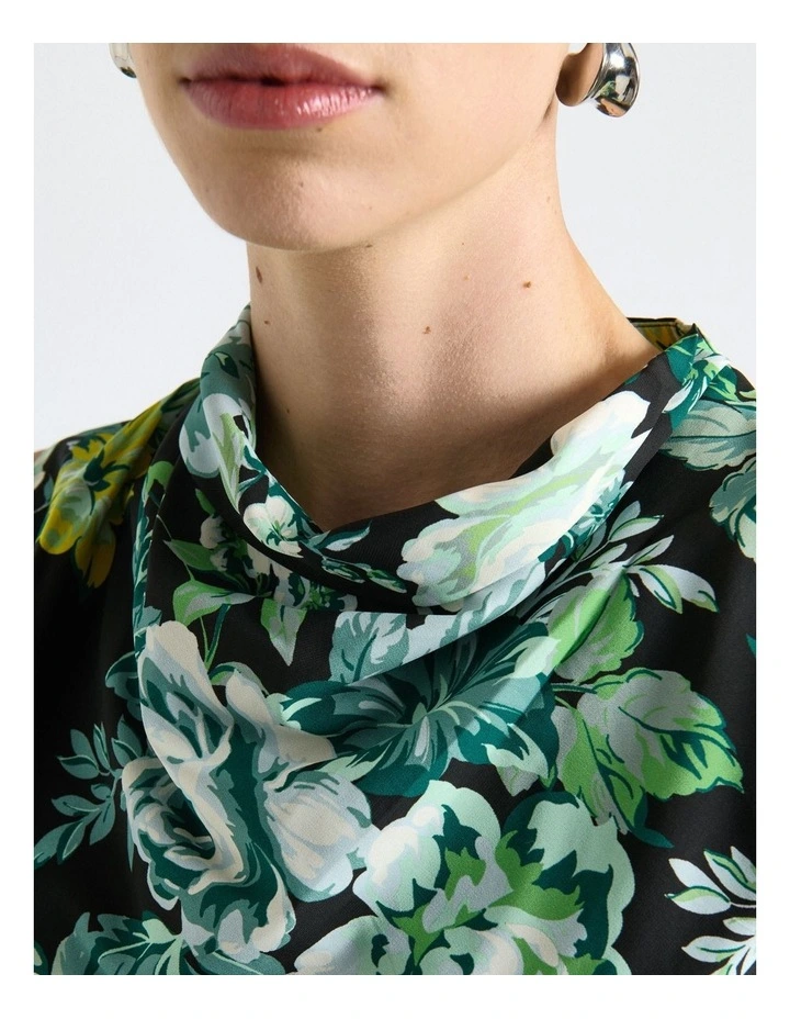 Ophelia Stretch Viscose Cowl Neck Blouse in Green image 4