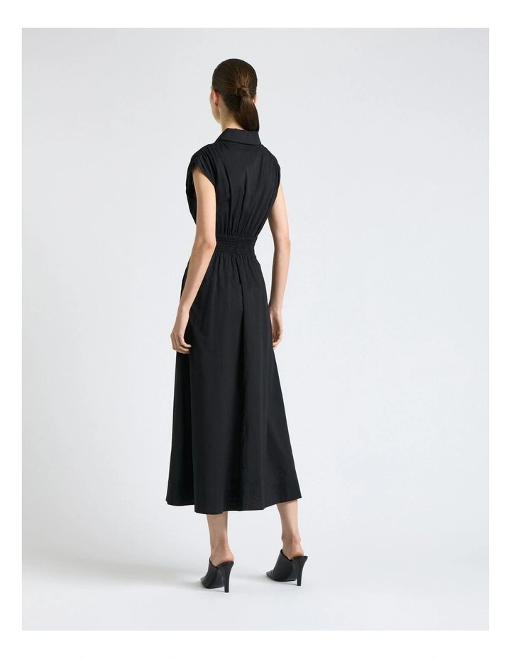Soft Finish Cotton Shirt Dress in Black image 2