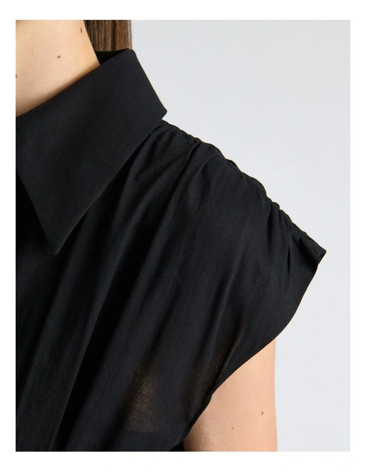 Soft Finish Cotton Shirt Dress in Black image 5