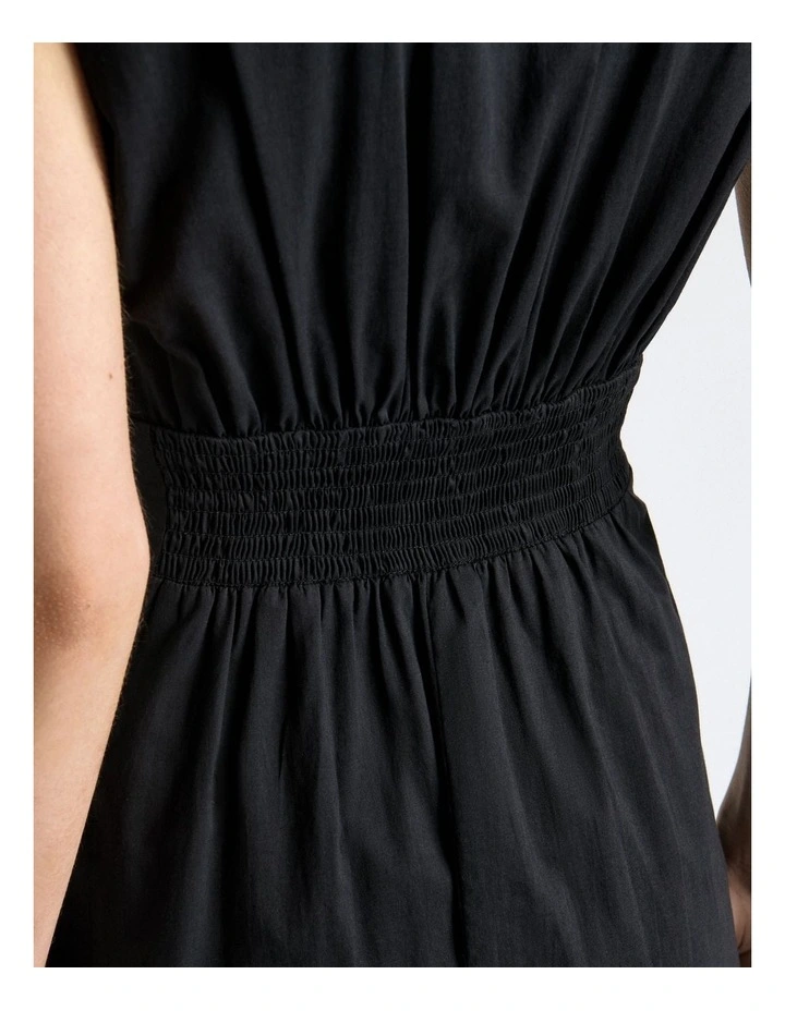 Soft Finish Cotton Shirt Dress in Black image 6