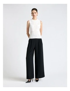 Perforated Knit Tank Top in White