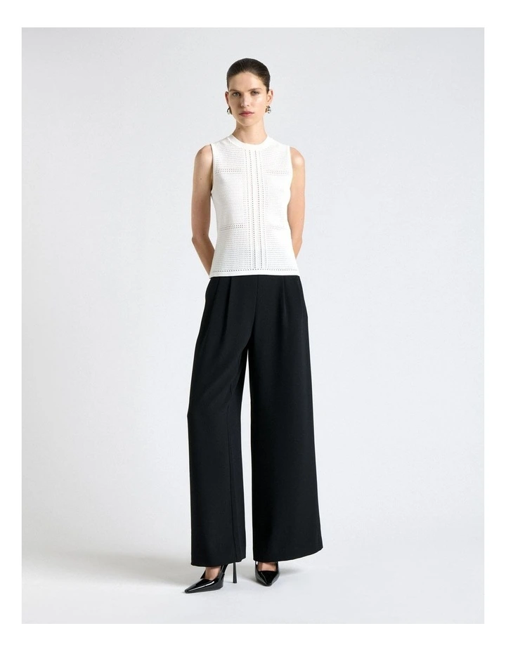 Perforated Knit Tank Top in White image 1