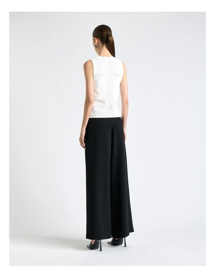 Perforated Knit Tank Top in White image 2