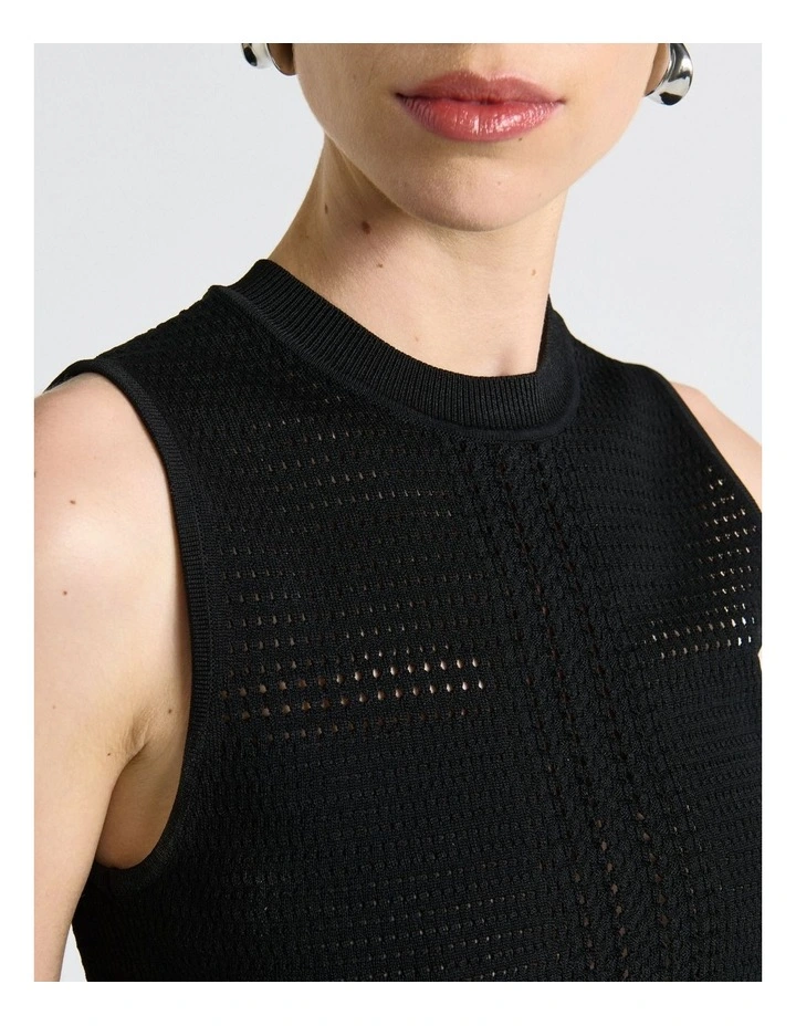 Perforated Knit Tank Top in White image 4