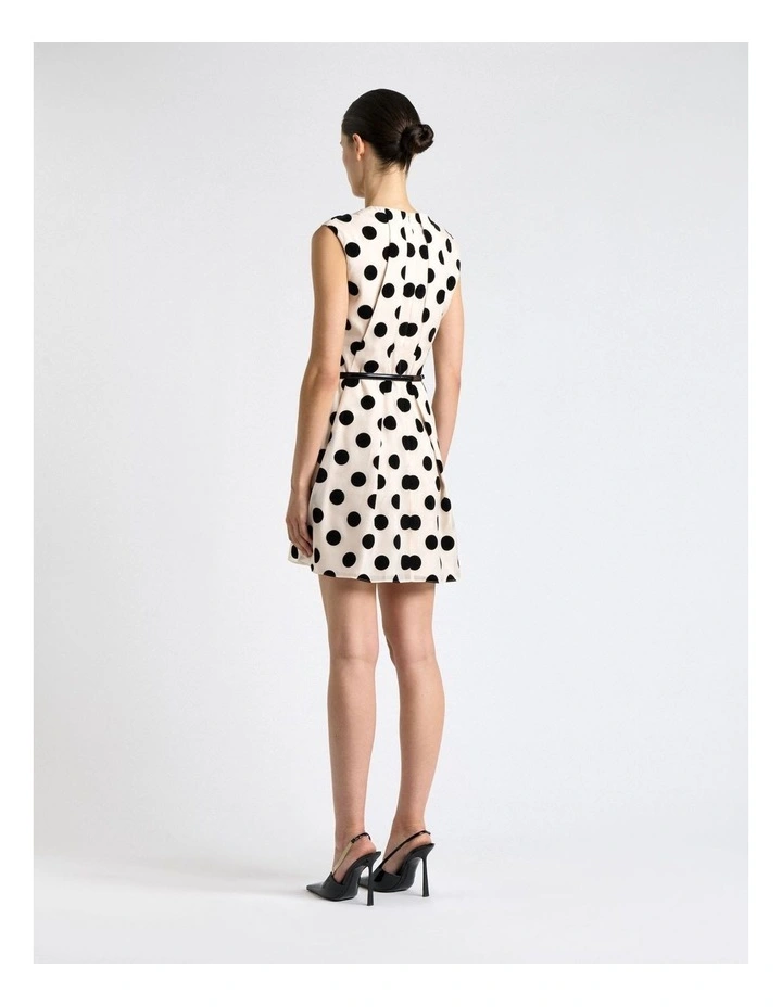 Flocked Polka Dot Sculpted Mini Dress image 2