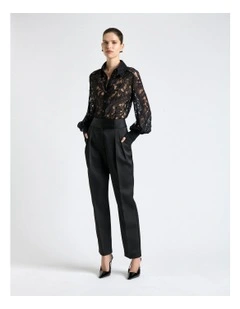 Paisley Lace Blouson Sleeve Shirt in Black