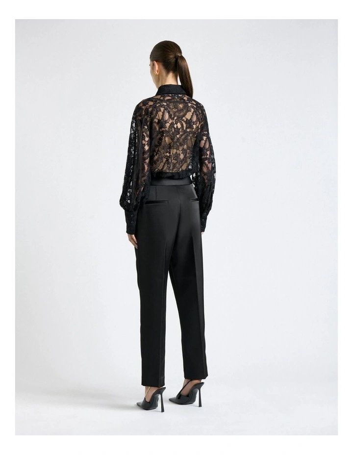 Paisley Lace Blouson Sleeve Shirt in Black image 2