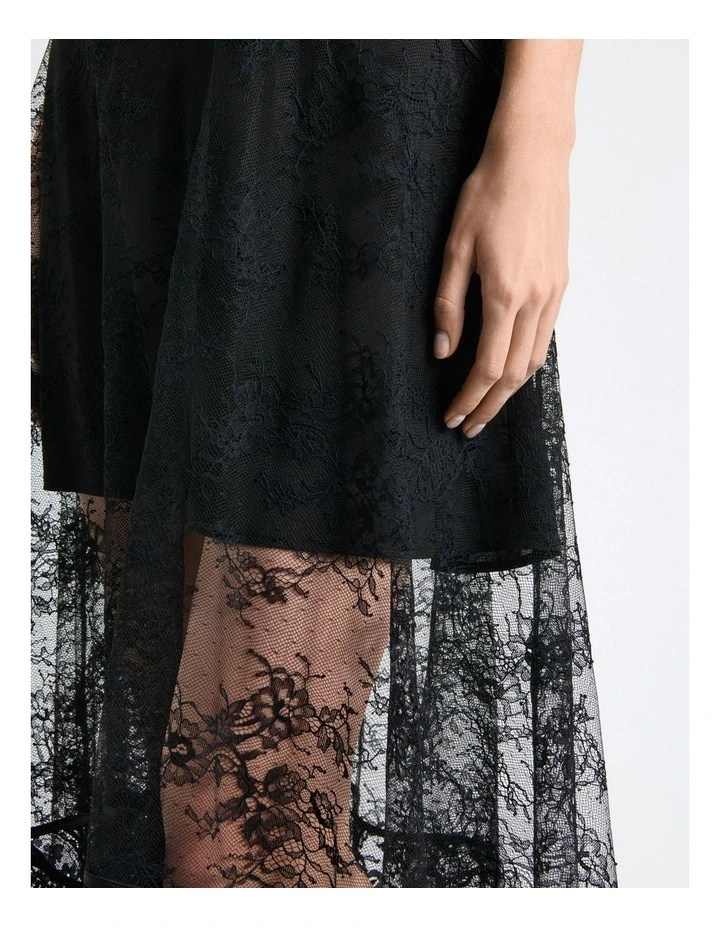 Paisley Lace Layered Midi Dress in Black image 5