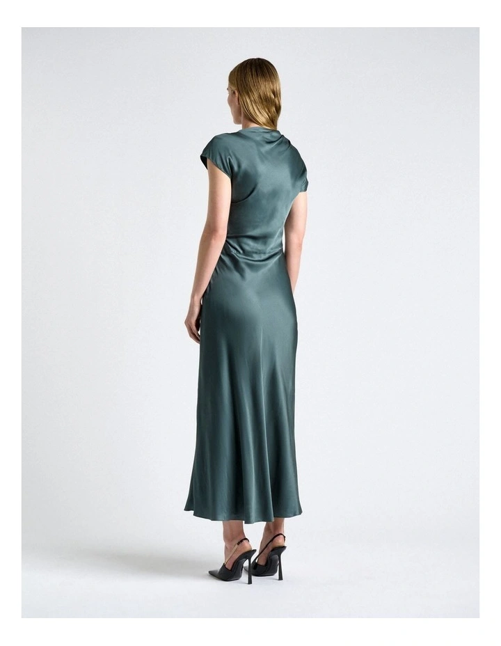 Viscose Satin Draped Midi Dress image 2