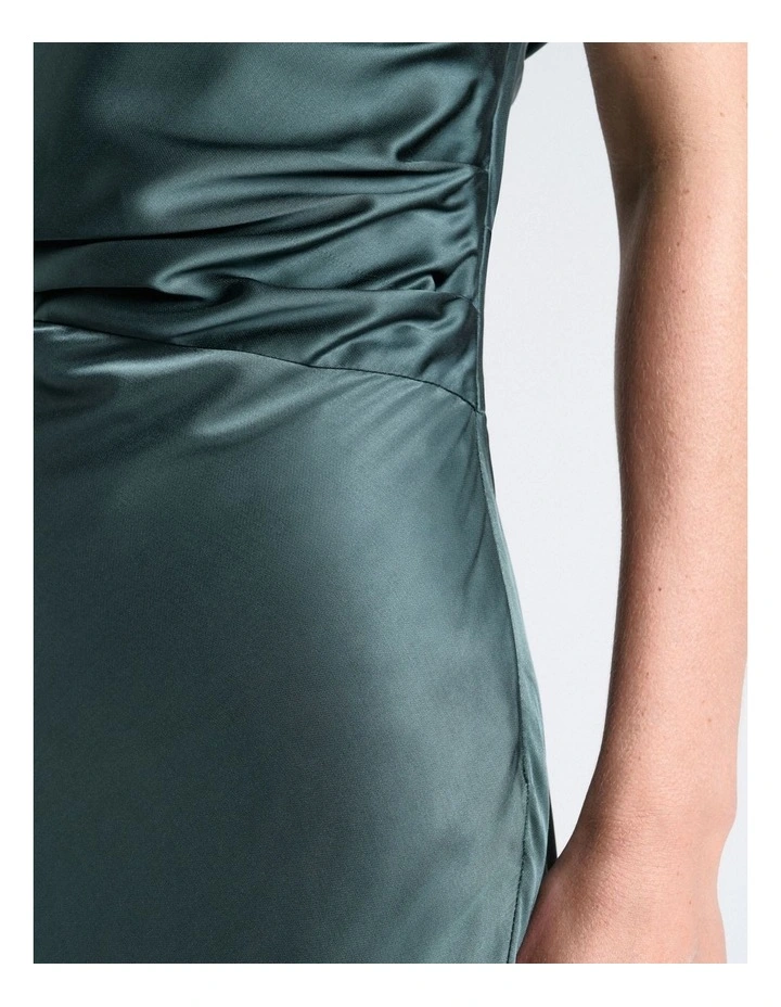 Viscose Satin Draped Midi Dress image 5