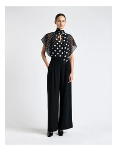 Recycled Crepe Pleated Wide Leg Pant