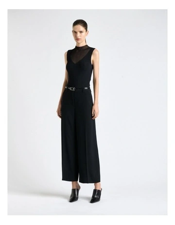 Recycled Crepe Cropped Leg Pant in Black