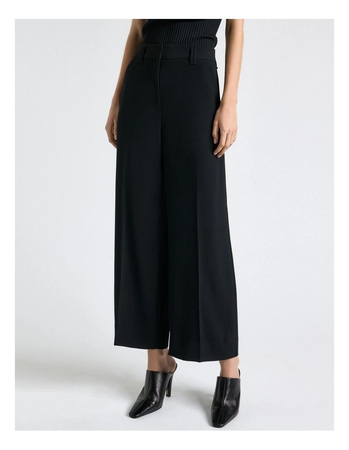 Recycled Crepe Cropped Leg Pant in Black image 3