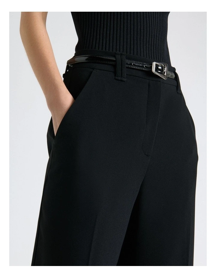 Recycled Crepe Cropped Leg Pant in Black image 4