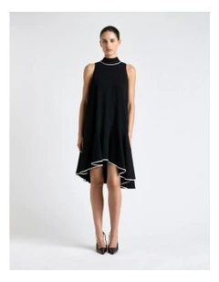 Recycled Crepe Tie Neck Mini Dress