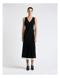 Recycled Crepe Pleated Midi Dress