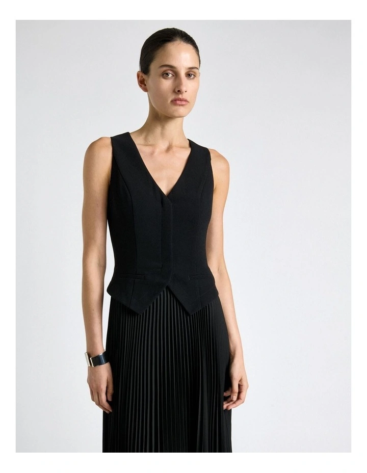 Recycled Crepe Pleated Midi Dress image 3