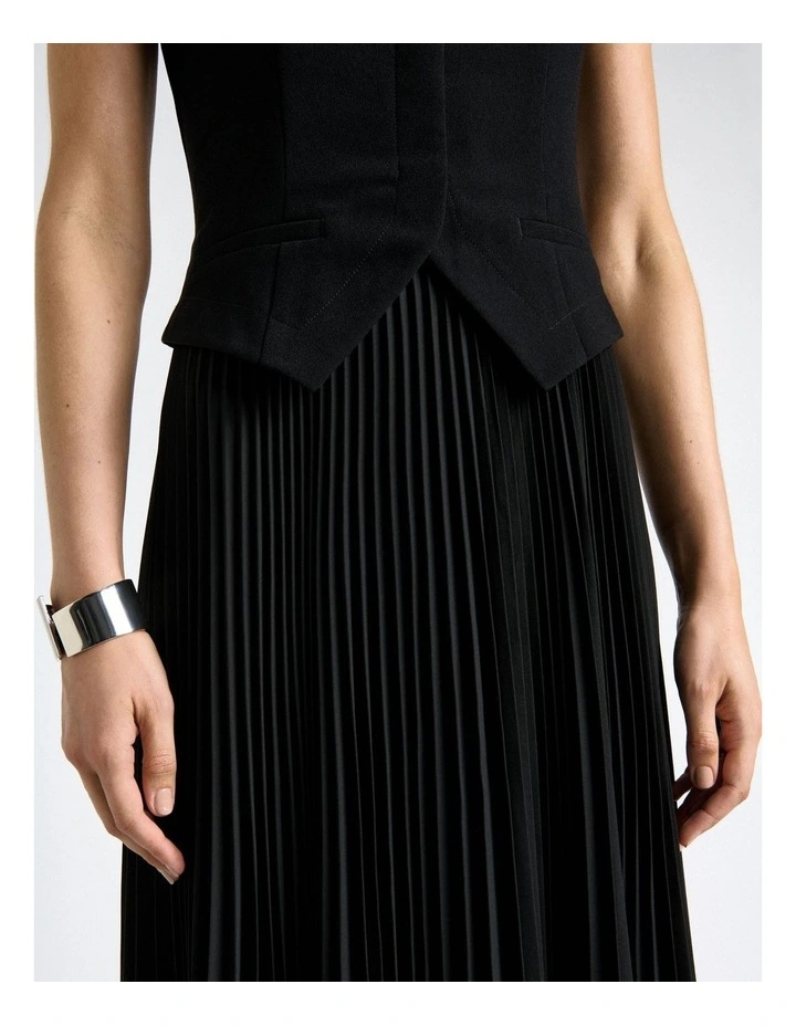 Recycled Crepe Pleated Midi Dress image 4