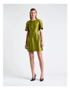 Viscose Lurex Mini Dress in Green
