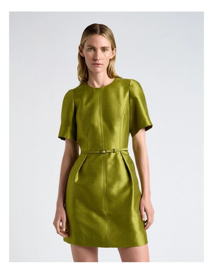 Viscose Lurex Mini Dress in Green image 3