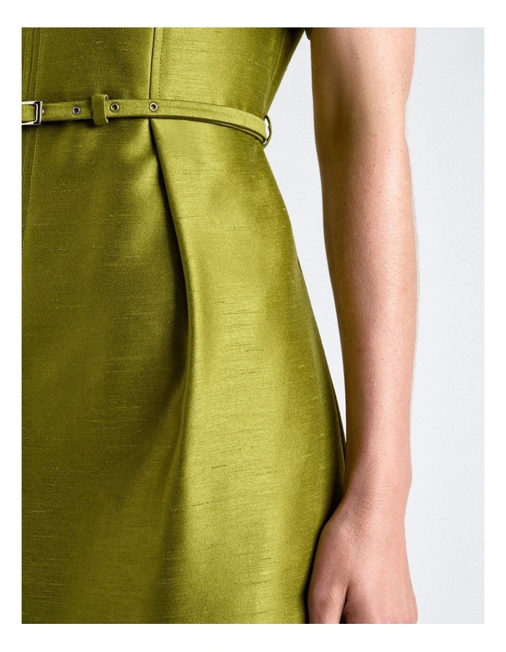 Viscose Lurex Mini Dress in Green image 4