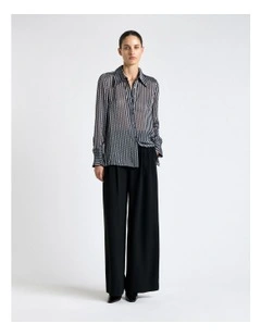 Burnout Textured Stripe Shirt in Blue