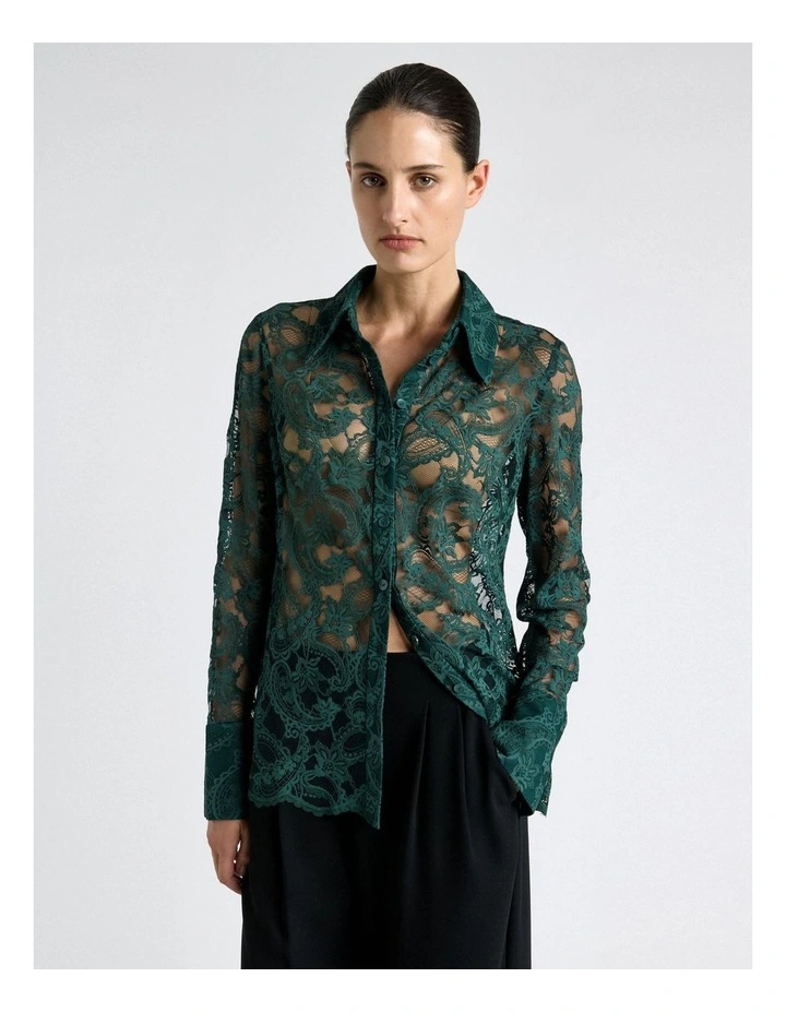Paisley Lace Shirt in Green image 3