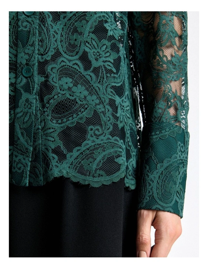 Paisley Lace Shirt in Green image 4