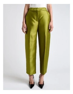 Viscose Lurex Cropped Pant in Green