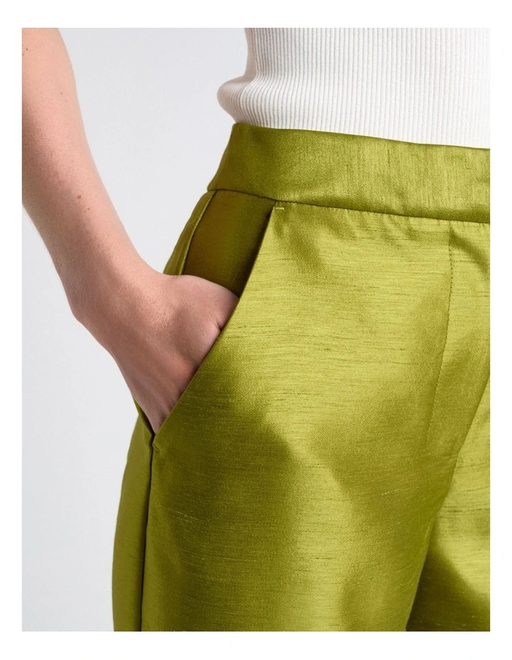 Viscose Lurex Cropped Pant in Green image 4