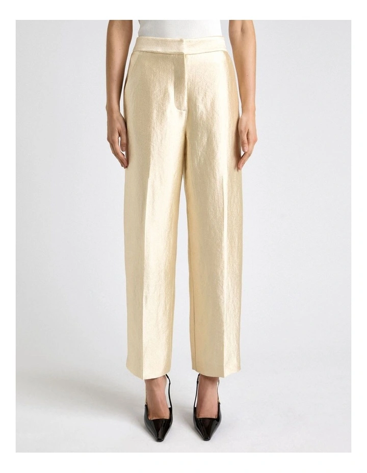 Metallic Crepe Cropped Pant in Cream image 3