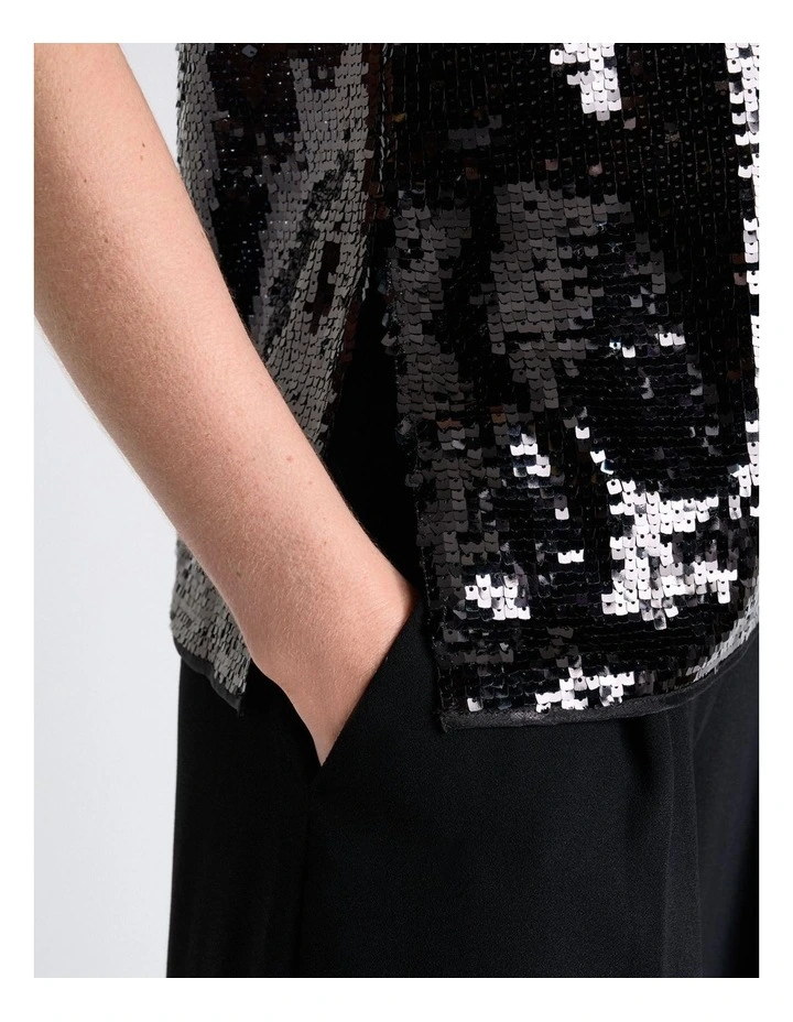 Sequin Racer Tank in Black image 4