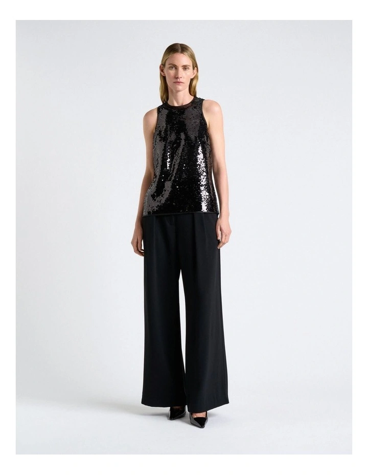 Sequin Racer Tank in Black image 5