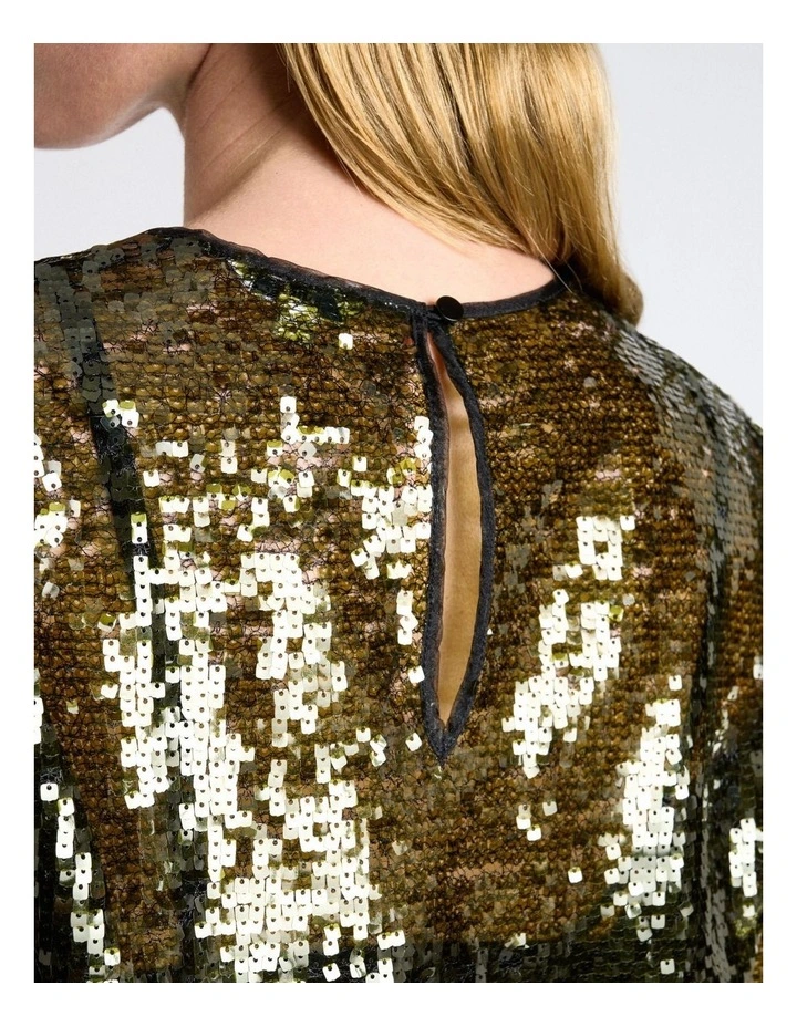 Sequin Tee in Green image 4