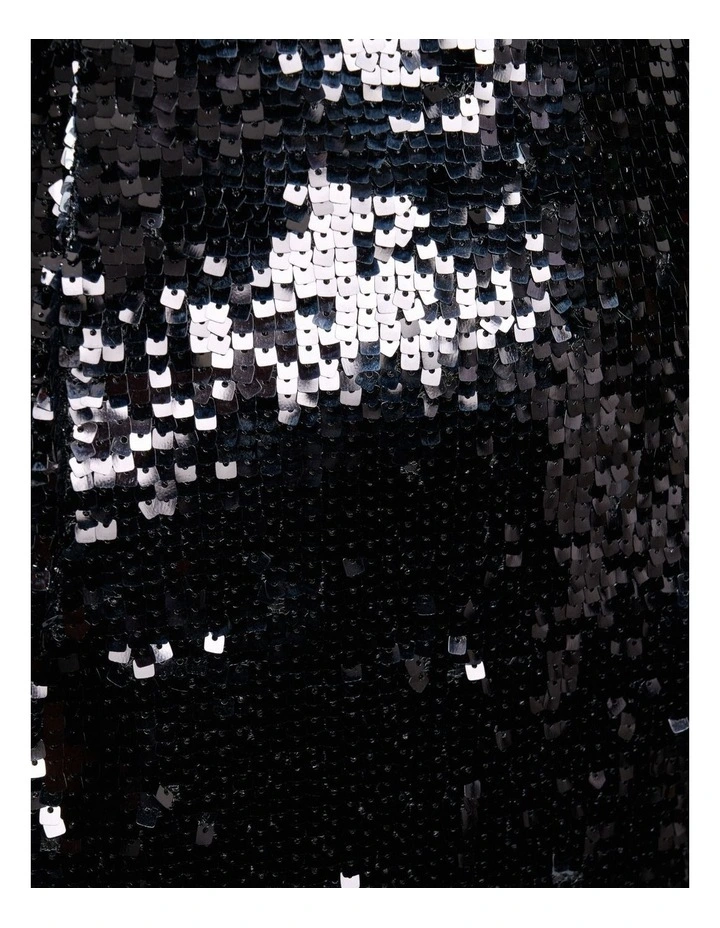 Sequin Shaped Midi Dress in Black image 7