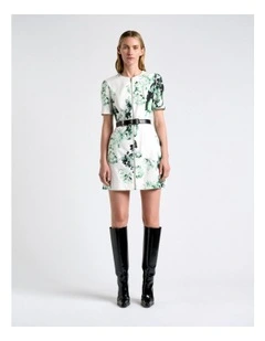 Graphic Blooms Zip Mini Dress