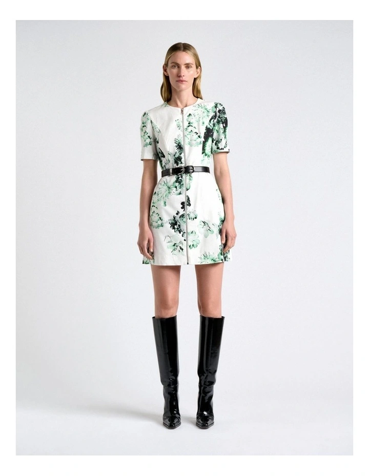 Graphic Blooms Zip Mini Dress image 1