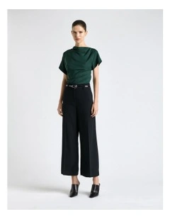 Stretch Viscose Drape Neck Top in Green