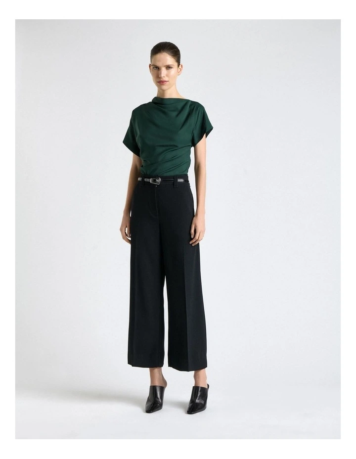 Stretch Viscose Drape Neck Top in Green image 1